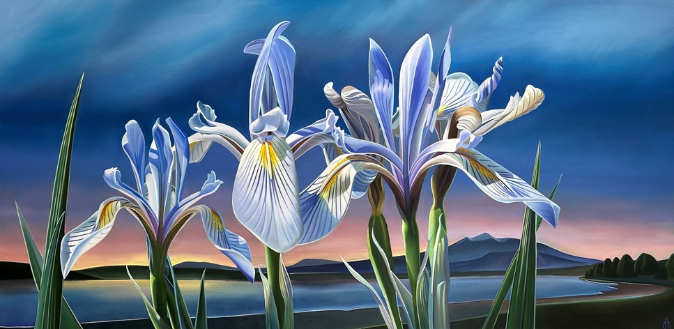 Dyana Hesson - "Blue as the Skies Above, Wild Irises, Mormon Lake and San Francisco Peaks"